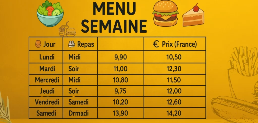 menu semaine
