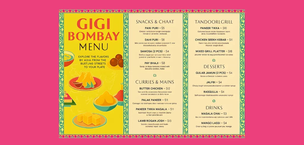 gigi bombay menu
